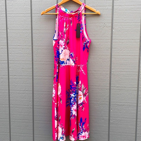 Ouges Dresses & Skirts - Pink floral halter dress by Ouges. Size Lg
